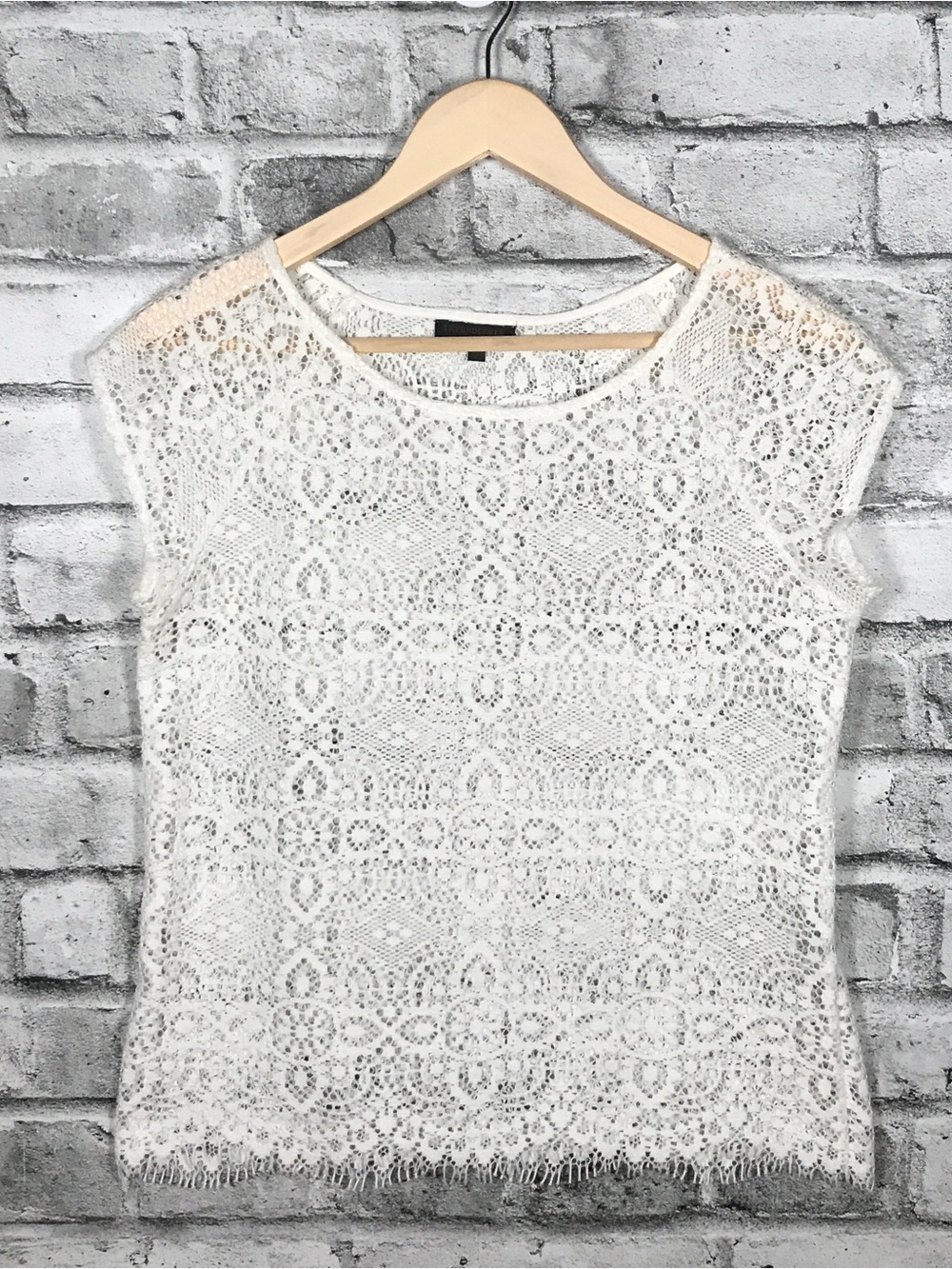 Layendecker White Lace Short Sleeve Top - Elegant Layering Tee